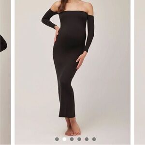 Angela off the shoulder black maternity dress